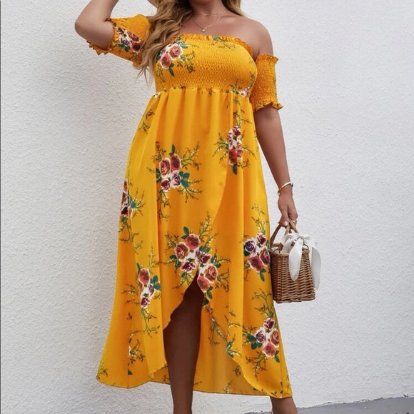 Boho floral print shirred high low dress - Picture 8 of 13